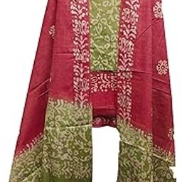 Cotton Silk Batik Print Salwar Suit Dress Material with Dupatta for Every Occasion for Girls and Women (Pack of 1-Green& Red)-59