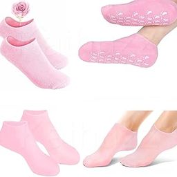 Moisturizing Gel Socks for Cracked Heels, Pink and Blue, Non-Slip Foot Care Socks with Vitamin ESilicon Socks Heel for Crack (1 Pair) Spa Gel Socks for Women and Men, Feet Protector Crack Heel Repair Socks with Moisturizing Natural Oil and Vitamin E Repair Dry Cracked Feet & Soften Skin-image-87