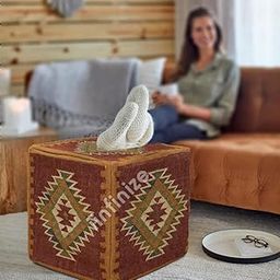 iinfinize Ottoman Stool for Living Room Footrest Pouf Cover Stylish Kilim Handwoven Muddha Chairs Rustic Wool Jute Bean Bag Home Decorative Turkish Pouffe Eco Friendly Footstool Pouffy-image-54