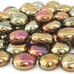PlantaZee Elettra Decorative Glossy Shiny Round Glass Stone Pebbles for Aquarium Plant Pots Vase Filler Home Table Decor & Garden Outdoor Decoration (Rainbow Gold, 2 Kg)-13