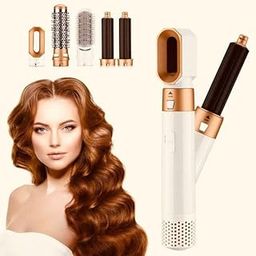 Drumstone 【𝐋𝐢𝐦𝐢𝐭𝐞𝐝 𝐓𝐢𝐦𝐞 𝐖𝐢𝐭𝐡 𝟏𝟓 𝐘𝐞𝐚𝐫𝐬 𝐖𝐚𝐫𝐫𝐚𝐧𝐭𝐲】 5 In 1 Hair Dryer Air Brush Styler and Volumizer Hair Straightener Curler Comb Negative Ion One Step Hair Dryer Brush (Brown color)-image-99