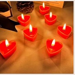 Floryn Decor Candles Party Rose Aroma Scented Heart Tealight Candles, Valentine Day Special (Pack of 6)-image-41