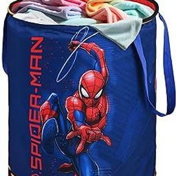 Urbane Home 45L Foldable Dirty Clothes Laundry Basket With Handles For Washing - Baby Unwashed Dress Storage Box | Marvel Spiderman - Blue & Red-image-41