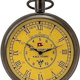 Vintage Pocket Watch with Chain Antique Brass Steampunk Pendant Watch Roman Numerals Retro Gift for Men-image-93