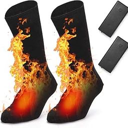 Electric Heated Socks Battery red Cold Weather Heat Socks for Men and Women Outdoor Riding Camg Hiking MotorcWarm Winter Socks 2pcs Battery for Each Sock -Layfoo-image-7