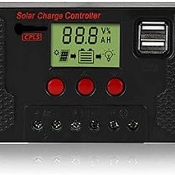 80A Solar Controller, Solar Panel Controller 12V/24V Adjustable LCD Display Solar Panel Battery Regulator with Dual USB Port, 3 Kinds of Batteries-23