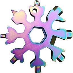 Grofilo 18 in 1 stainless steel snowflake multi-function tool outdoor adventure camping veneer screwdriver key chain bottle opener multi-function tool Gift for mes (Rainbow)-picture-20