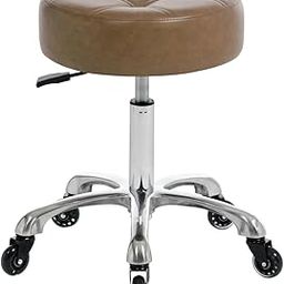 FRNIAMC Rolling Salon Stool with Wider Round Seat- Height Adjustable Heavy-Duty Chair with Wheels for Salon Esthetician and Home Office Use, Heather Brown-image-37