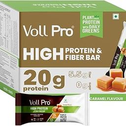 Voll Pro Plant Protein Bar with Daily Greens - High Protein 20g, Fiber 5.5g, 0g Sugar - Caramel Flavour- Non-GMO- Gluten & Trans Fat Free- Crunchy, Delicious Nutrient-Rich Protein Bars (50g X 6 Bar) -Pack Of 6 Bar (Pack Of 6, Caramel)-image-25