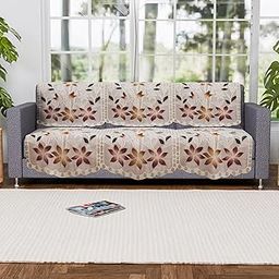 Kuber Industries (Set of 6) Stylish & Durable Cotton Sofa Covers 3 Seater | Washable Sofa Protector/Mat | Suitable Slipcover for Living Room & Office | Brown Printed Lining-6