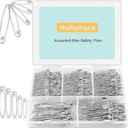 Safety Pins Assorted, 340 Pack Nickel Plated Steel Heavy Duty, 5 Different Sizes, Bulk Small Large for Clothes, Sewing, Arts, Crafts (Silver)-21