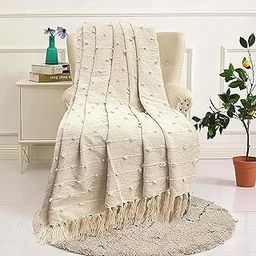 SAJAVAT HOME Hand-Knitted Pure Cotton Throw | 80x52 Inches/204x132 Cm | Decorative Large Throw for Sofa, Bed, Chair & Travel - Ideal for All Season | Beige with Tassels | Pack of 1-image-45