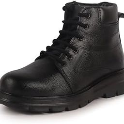 Men Genuine Leather Lace Up Ankle Boots | High Ankle Shoes | Featherlite Memory Cushion Boots | Casual and Work Wear-picture-9