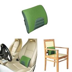 The White Willow Memory Foam Small Size Travel Lumbar Back Support Chair Cushion Pillow for Car, Airplane, Long Drive- Green (11" L x 9" W x 2" H)-image-16