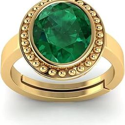 Natural Emerald Green Gemstone 12.25 Ratti Original Certified11.55 Carat Gold Plated Adjustable Panna Ratna Ring for Men Women-image-76