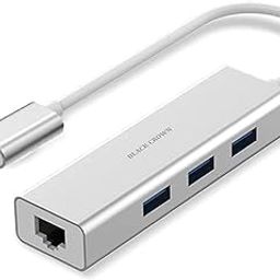 BLACK CROWN Type C to RJ45 Ethernet LAN Adapter with 3 USB Ports 3.0 Data Hub Compatible with Mak-Book Air/Pro, mak & Type c laptops (Silver)-9