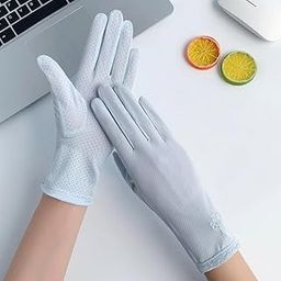 ELBME® Summer Sunscreen Anti-Ultraviolet Ice Silk Thin Gloves | Blue-image-7