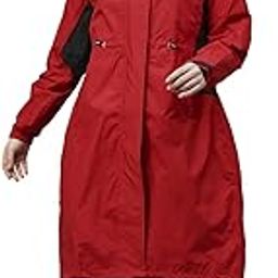 Rain Coat for Women Waterproof High Neck Polyester Rainwear with Adjustable Drawstring and Pocket, Hooded Long Rain Coat Jacket,ZKL01-picture-50
