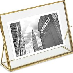 A N BRASS WORLD Decorative Metal & Glass Vintage (Landscape) Standing Photo Frame With Pressed Table -Top Flower Plant Display 2 Sides (Golden, Size - 7X5 Inchrectangular, Wall Mount)-picture-19