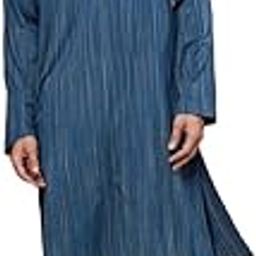 Men Viscose Cotton Blue Woven Chinese Collar Slim Fit Kurta-image-4