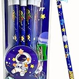 RIGHT HB Wooden Pencils Set for Kids – Pack of 12, Super Dark Black Pencils with Top Erasers, 1 Grip & 1 Sharpener | Writing Pencils for School, Home & Study Use (Cosmoblue)-image-77