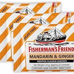 Fisherman's Friend Mouth Freshener - Mandarin & Ginger- Refreshing and Soothing Lozenges 25g (Pack of 3)-12