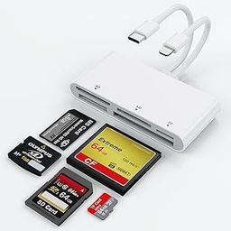 SD CF XD MS TF Card Reader Compatible with iPhone/iPad, 5 in 1 Multi Memory Card Reader OTG Adapter Supports Micro SD/SDHC/XD/CF/MS Picture Card, Lightning+USB A+USB C Memory Stick pro Duo Adapter-11