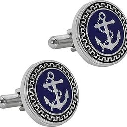 Silver Brass Cufflinks with Classic Anchor Design Gift Box for Men-image-97