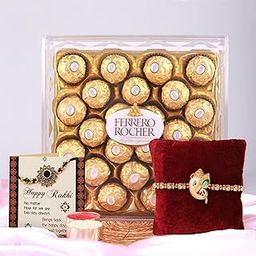 TIED RIBBONS Rakhi Gift For Brother With Chocolates - Premium Rakhi With Chocolates Pack Mini Greeting Card And Roli Chawal - Rakhi For Brother, 300 Gram-image-24