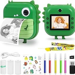 AURTEC M2 Instant Camera for Kids, 48MP Dual Camera, 1080P HD Video, 32G TF Card, 3 Print Paper, 2.4 Inch Color Screen, Dinosaur-7