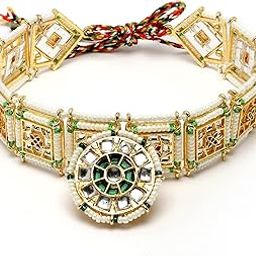 Gold-Plated Multi-Colour Artificial Stones and Beads Studded-Beaded Borla Style Matha Patti for Women & Girls-image-34