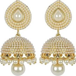 Shining Diva White Pearl Stylish Fancy Traditional Jhumki Earrings For Women's (Rrsd8293Er)-image-50