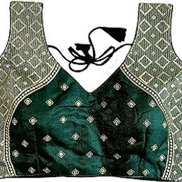 Women's Art Silk Sequin Embroidered V Neck Sleeveless Indian Ethnic Designer Stitched Padded Readymade Blouse For Women-image-56