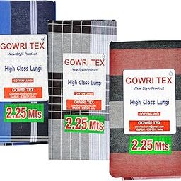 Cotton Stitched Lungis Pack Of 3 (Ready To Wear) 2.25Meter-image-31