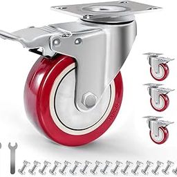 HOMIGRAND 4" Plate Caster Wheels Set Of 4 2200Lb With Screw Safety Dual Locking And Polyurethane Foam No Noise Wheels,Heavy Duty - 550 Lbs Per Caster-image-7