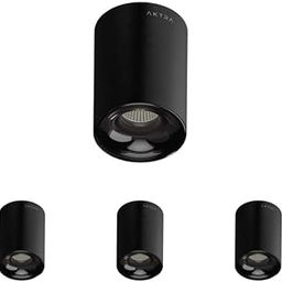 AKTRA 7W Cylinder COB LED Spotlight Downlight | Surface Mount Ceiling Focus Light for Home, Office & Showroom | Black Body, Black Reflector (Warm White) – Pack of 4-image-6