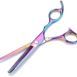 Doberyl Barber Hair Cutting Scissors Colorful Hairdressing Salon Scissors Stainless Steel Haircut Thinning Shears for Women/Men/Kids/Pets (Rainbow)-image-20