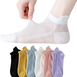7 Pairs Men's & Women’s Stockings Thin Breathable Mesh No-Show Ankle Socks, Odor-Resistant, Solid Color Casual Socks,Low-Cut Boat Socks, Suitable for Casual Sports And Everyday Wear.(6 Pair)-48