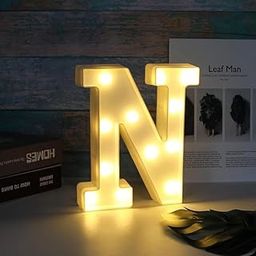 Wah!! Store 8.5 Inch LED Golden Marquee Letter Light Sign 26 Golden Alphabet Light Up Marquee Letters Sign for Wedding Birthday Party Christmas Home Bar Decoration (Alphabet N)-image-79