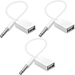 LBSC USB to AUX Adapter, 3 Pack 3.5mm Male to USB Female Adapter, Aux to USB to 3.5mm Jack Audio Jack Adapter for Playing Music with USB Drive in The car (White)-18