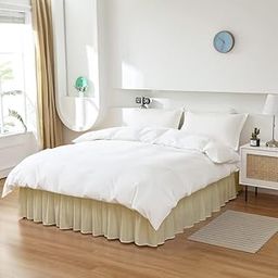 KANCHI DCOR - Wrap Around Bed Skirt for King Size (72” x 78” Inch) - 18” Inch Drop Length Wrinkle Free Brushed Microfiber Fabric Bed Skirt | Easy Elastic Feet | Machine Washable | Ivory-image-97