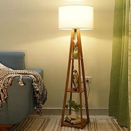 Anasay Wooden Floor Lamp with Shelf (Natural Jute). LED Bulb Included-31