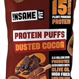 Insane Fit - PROTEIN PUFFS Dusted Cocoa (6 x 60G) | 15G Daily Protein, Low Calorie, High Fibre, PRObiotics | Roasted, Seasoned with Olive Oil | Gluten free | Healthy Snack for Fitness & Diet-image-70