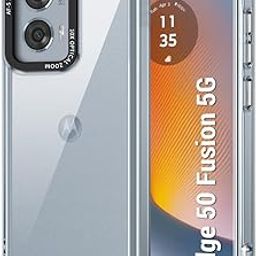 TheGiftKart Hybrid Shockproof Motorola Edge 50 Fusion 5G Back Cover Case | Stylish Camera Border | Plated Buttons | Crystal Clear Hard Back Case for Moto Edge 50 Fusion (TPU & PC, Transparent Bumper)-image-43