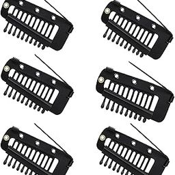 TEMPERIA (6pcs) Dupatta Clips for Brides - Bridal Saree Pallu Chunni Setting Holding Safety Pin for Head - Hair Patch Wig Clips for Women - Black-image-95