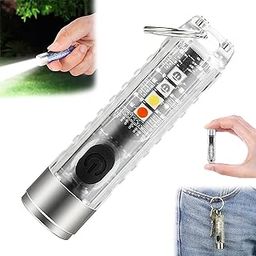 WISKA Mini Pocket Torch Light Rechargeable – Small LED Flashlight Keychain with USB Charging for Camping, EDC, COB Powerful Lights – Compact and Lightweight Key Chain Size-1