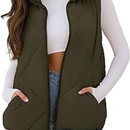 Women's Puffer Vest Sleeveless Zip Quilted Coat Stand-Up Collar Vest Jacket with Pockets-image-52