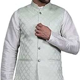 Banarasi rayon cotton silver modi nehru jacket-image-33