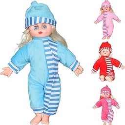 SVEDAN Baby Doll with Pink Striped Outfit and Matching Cap, Soft Toy for Kids-image-82
