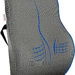 kossto Orthopedic Back Brace Memory Foam Lumbar Support Backrest for Upper, Middle & Lower Back Pain Compatible with Car, Office Chair Having Mesh Cover, Adjustable Strap (Grey)-12